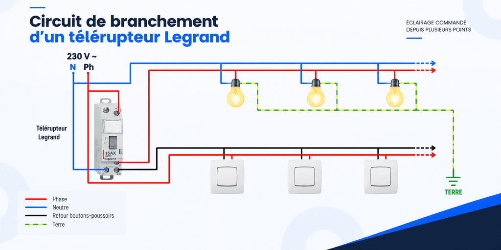 Branchement telerupteur Legrand