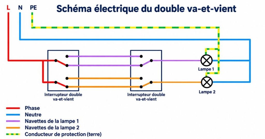 Schéma branchement double va-et-vient