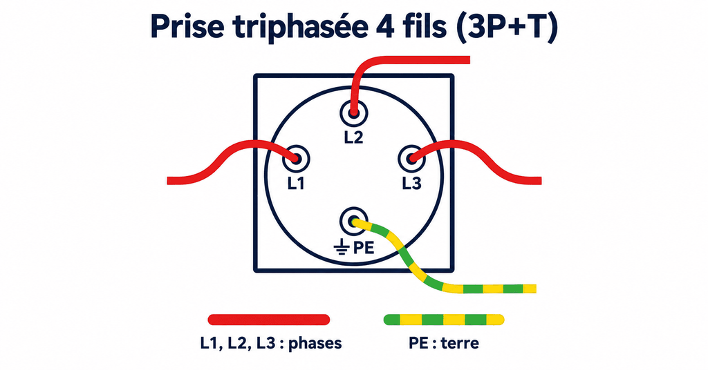 schéma branchement prise triphasée 4 fils